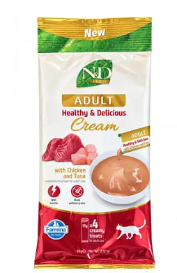 Farmina N&D Prime Cat Cream лакомство для кошек, крем-суп с курицей и тунцом