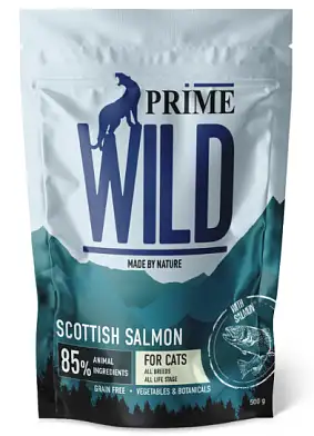 Prime Wild GF Scottish сухой беззерновой корм для взрослых кошек и котят, с лососем