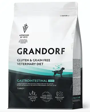 Grandorf Veterinary Diet Dog Gastrointestinal Low Fat полнорационный диетический корм для собак, способствующий регуляции метаболизма липидов при гиперлипидемии