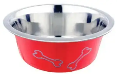 Homepet Color Косточки миска металлическая для собак и кошек, красная